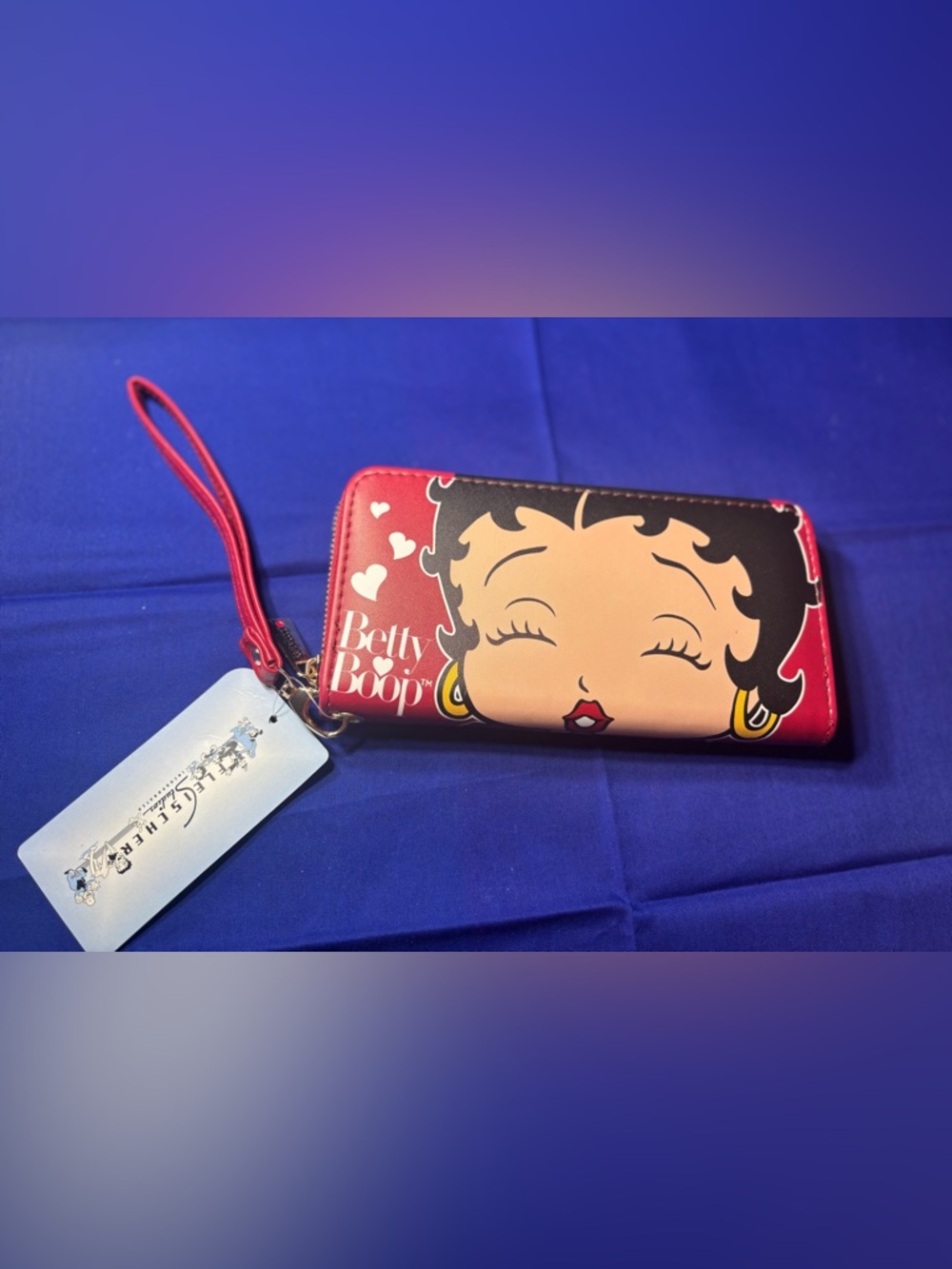 Betty Boop Red & Peach Face Zip-Around Wristlet Wallet